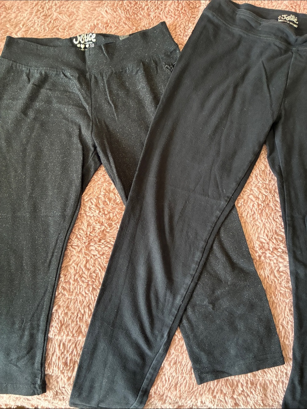 Justice Girls Black Leggings Duo - Solid & Sparkle